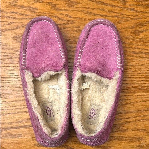UGG Fuzzy Pink Suede Loafers - Picture 3 of 4
